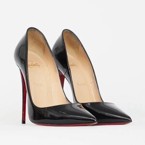 Christian Louboutins, SO KATE, SZ 39.5 BLACK PATENT LEATHER , ORIGINAL BOX & TIP